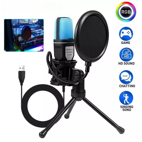 USB Condenser Microphone PC Laptop Desktop Gaming Mic for Streaming Podcast