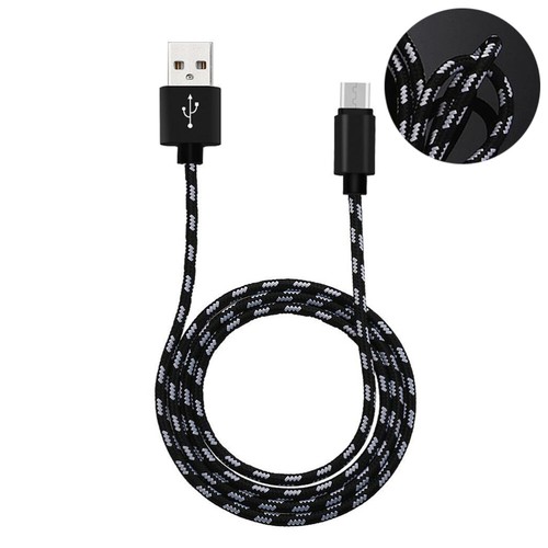 3 M Plaid Knitting Micro USB Data Sync Charging Cable for (Black) - 第 8/11 張圖片