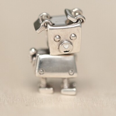 New Authentic Pandora Charm Bobby Bot Bead 797551EN12 W Tag Suede Pouch 