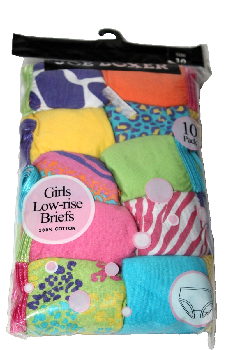 Joe Boxer Girls' 100% Cotton 10-Pack Low-Rise Briefs Underwear