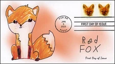 23-021, 2023, Red Fox, First Day Cover, Standard 4 Bar Cancel, Fox AR, Booklet S