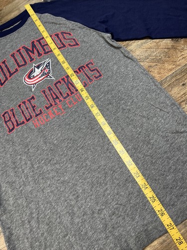 COLUMBUS BLUE JACKETS LONG SLEEVE T-SHIRT gray Navy hockey shirt Size Small - Picture 7 of 18