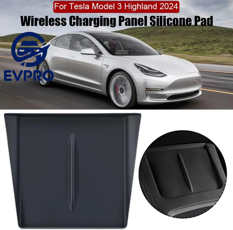 Tesla Model 3 Highland 2024 Center Console Wireless Charger Pad Silicone Mat