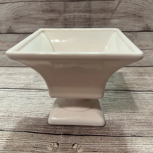 Vtg Napco Opaque Pink Milk Glass Pedestal Candy Dish Planter 2256 5x5”