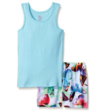 NEW The Children's Place Girls' Top and Shorts Coast Blue Pajama Set, Sz. 5/6