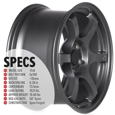 1 CIRCUIT CSF1 17x9 5x100 +35 GUNMETAL WHEEL FITS TOYOTA FRS GT86