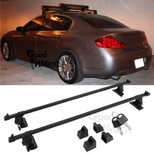 54" Car Cross Bar Roof Rack Cargo Carrier Iron+Lock Black For INFINITI G37 G35 X