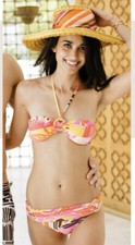 NWT 180 Sz 12 TRINA TURK BALI WAVE BANDEAU TOP  SASH HIPSTER