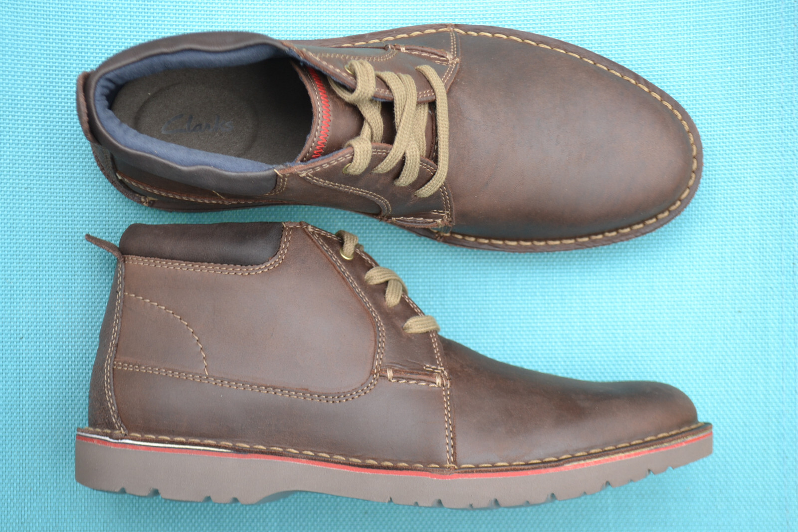 Clarks BNIB Mens Lightweight Boots VARGO MID Dark Brown Leather UK 9.5