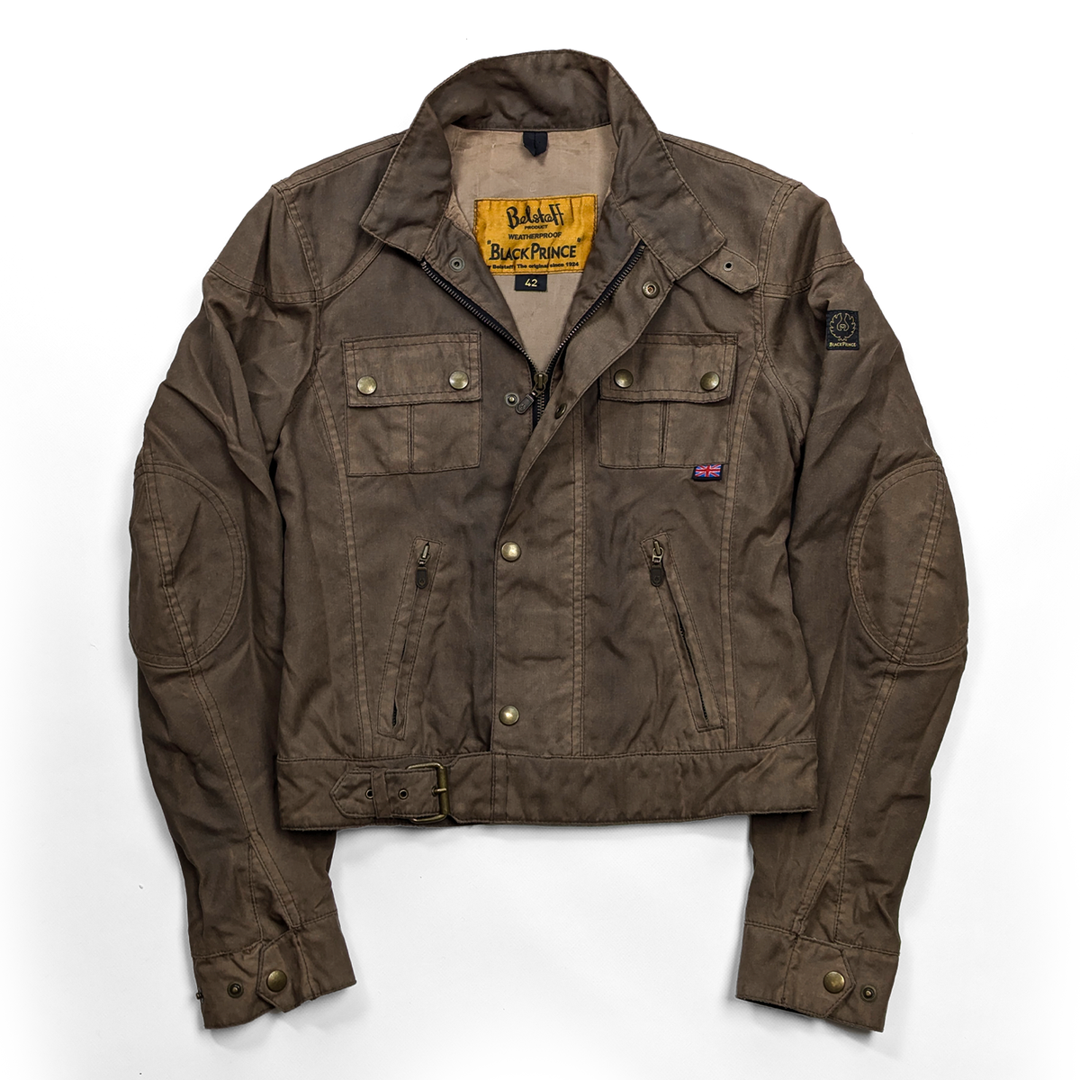 Belstaff BLACK PRINCE オイルド加工 ジャケット L Belstaff Vintage Waxed Black Prince Moto Biker Brown Crop Womans