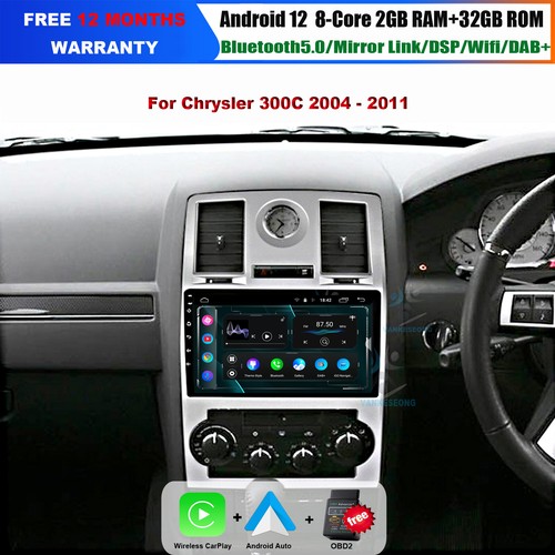 8 Core 4 + 64G Androd Car Stereo Pour Chrysler 300C 300 2005-2009 - Radio à écran Tactile 9 Pouces Avec Carplay Et Android Auto - WiFi GPS SWC DSP + Caméra De Recul Et Micro