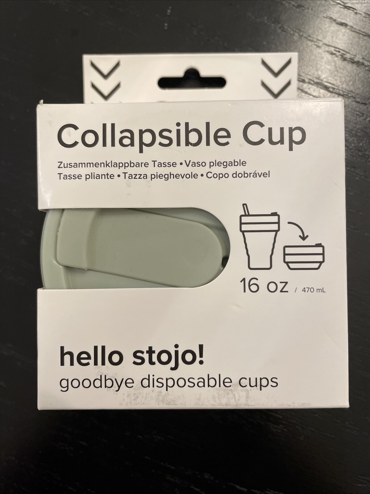 Stojo 16oz Collapsible Travel Cup with Straw in Sage Green