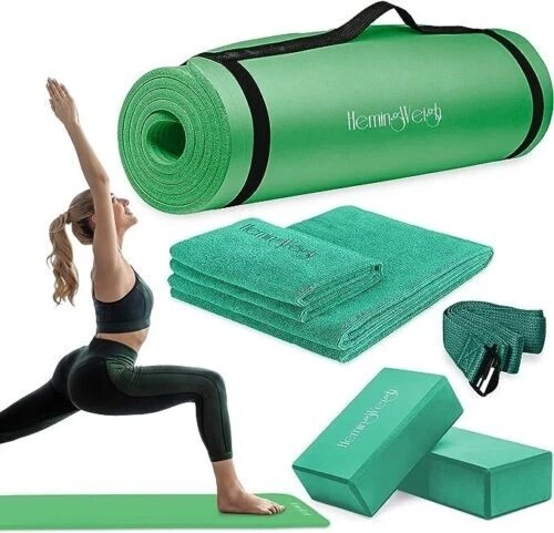 HemingWeigh Yoga Mat Thick Yoga Kit Home Workouts 1/2 In Thick Yoga Mat  (Green)