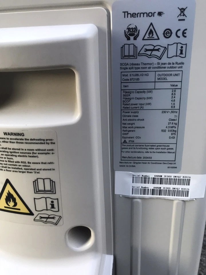 Thermor Nagano 872185 Groupe Extérieur Mono split 2600W R32 Neuf - Photo 4/4