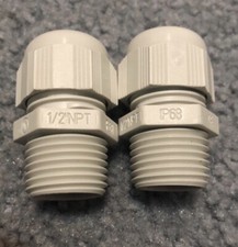 1/2” NPT Cable Gland IP68 Grey Sets Of 2