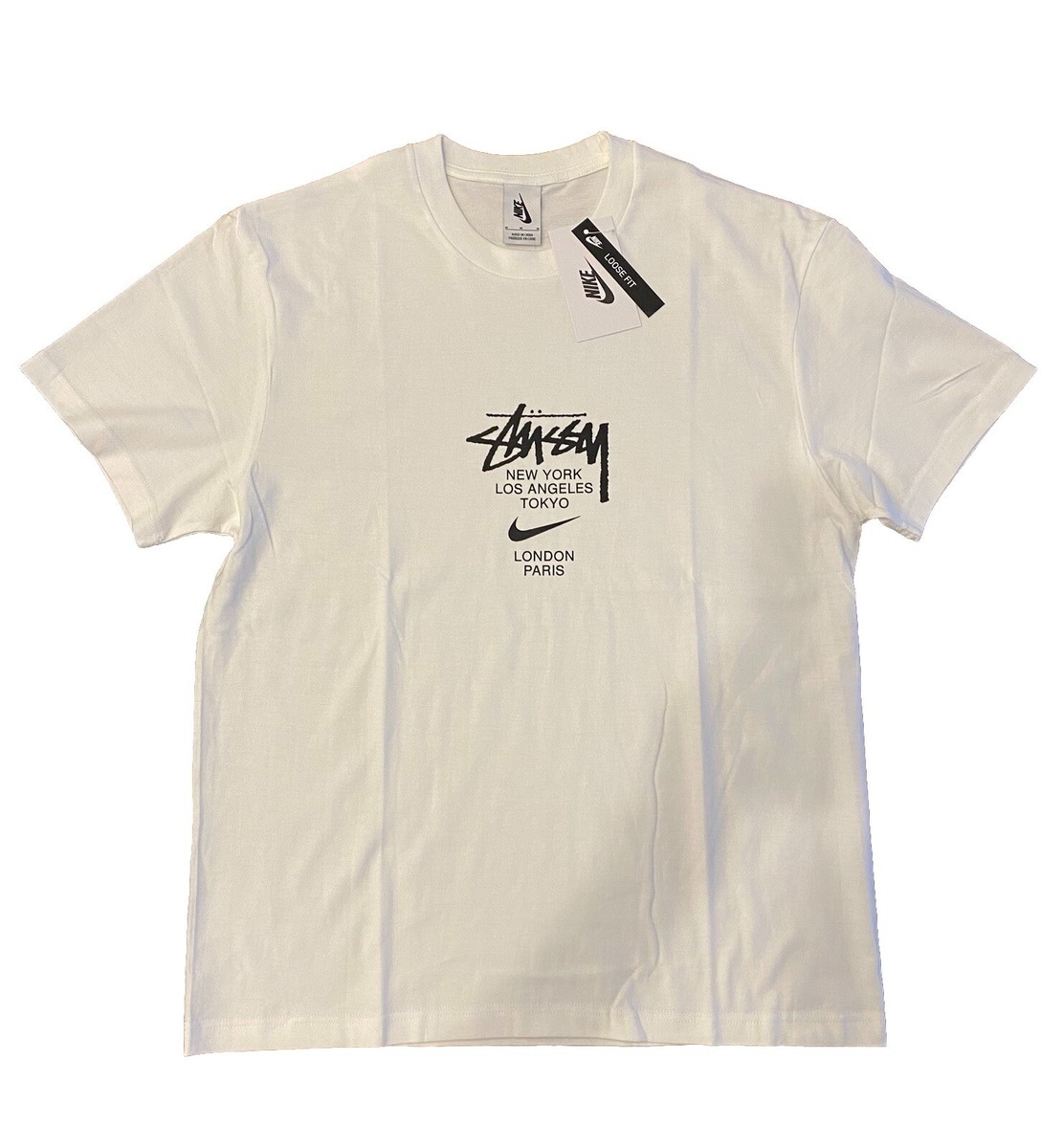 Nike X Stussy International T-Shirt White, Size S, XL Nike X Stussy International T-Shirt White, Size S, XL