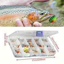 30pcs Spinnerbait Fishing Spoon Lures Kit Set for Bass Trout Salmon