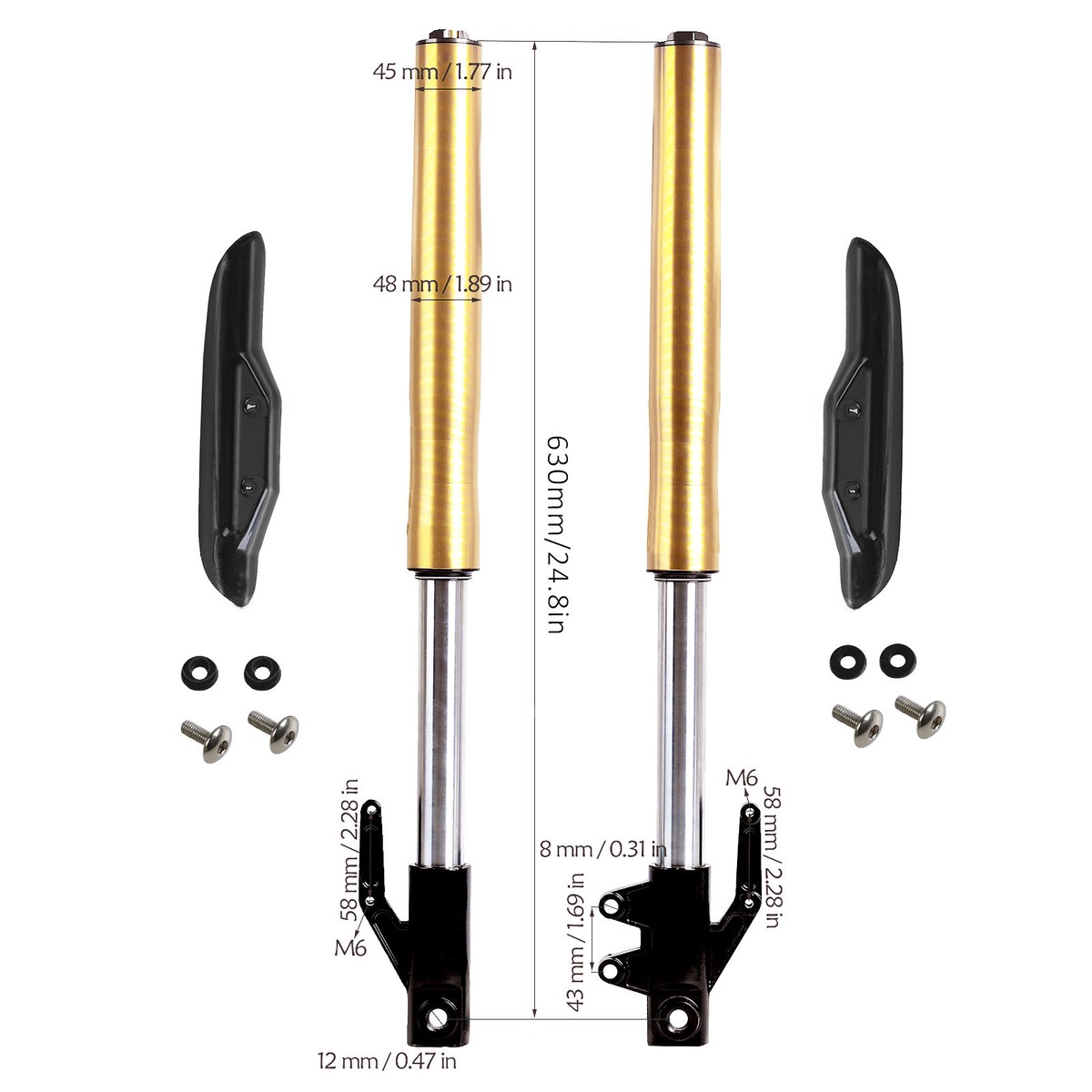 12mm 630mm 45/48mm Front Forks for Razor MX500 MX650 Dirt Bike