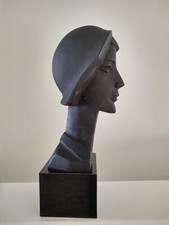 ✨Austin Productions 1988 David Fisher Sculpture Woman Hat Black Matte Minimalist