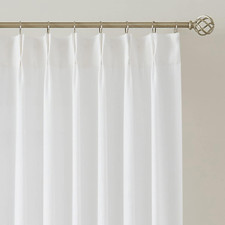 White Pinch Pleated Semi Sheer Curtains Textured Light Filtering Window Curtains