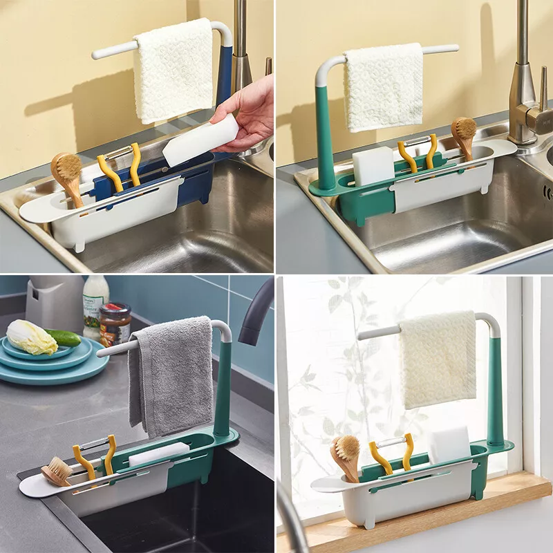 Telescopic Sink Rack Drain Extendable Shelf Tidy Storage Kitchen Basket Holder