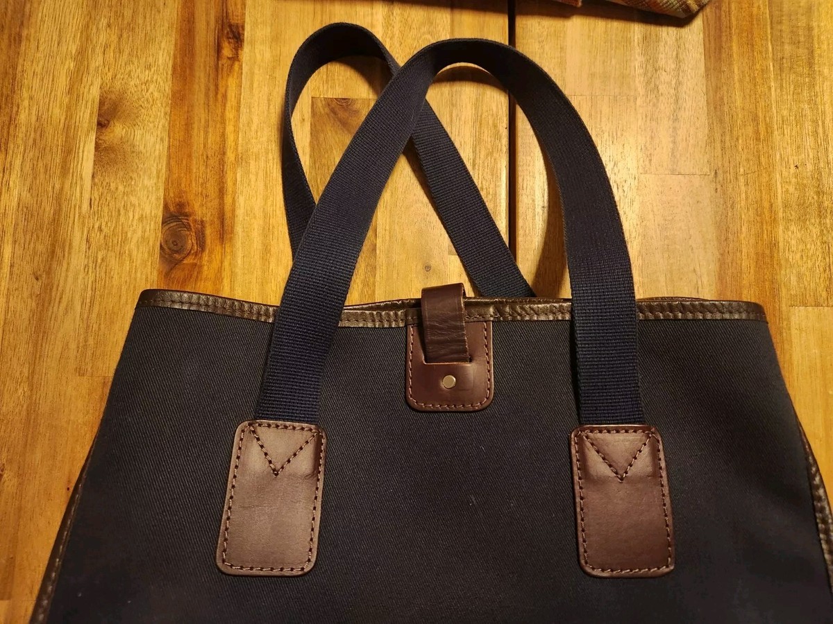 John Chapman Navy Blue Leather Trim Tote Bag England Corsair