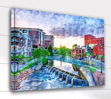 Greenville South Carolina watercolor, Greenville wall art, Greenville Canvas wa