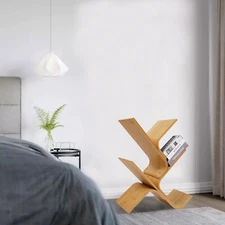 4-TIER FLOOR BAMBOO STANDING BOOKSHELF,TREE-SHAPED CURVED RACK BOOK SHELVES NEW