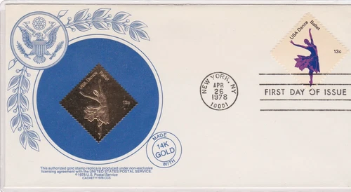 FDC USA Dance Ballet 13C with Gold Foil Stamp 4/26/1978 The Swan