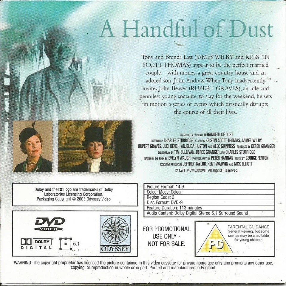 A HANDFUL OF DUST - JUDY DENCH/ALEC GUINNESS - MAIL PROMO DVD - Image 2 of 2
