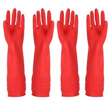 Rubber Cleaning Gloves Kitchen Dishwashing Glove 2-Pairs And Cleaning Cloth 2...