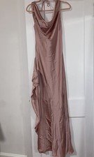 Elegant Satin Pink Maxi Dress open back and cowl neck