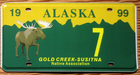 Item photo. Show Listing Details page. Listing 1999 Alaska License Plate Number 7 Tag – Gold Creek Susitna – NICE PLATE
