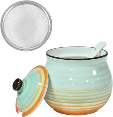 Ceramic Bacon Grease Container with Strainer, 23 oz Suitable for Storing Frying 