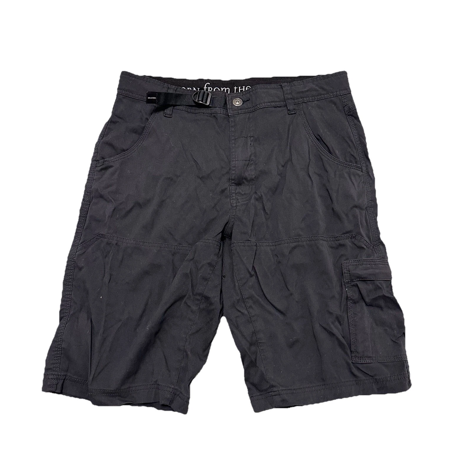 prAna Stretch Zion Shorts Mens Size S Belted Hiking Outdoor Stretch Dark Gray