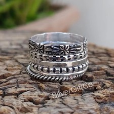 Sterling Silver Stacking Rings Set: Beaded, Twisted, Dotted Patterns All Size