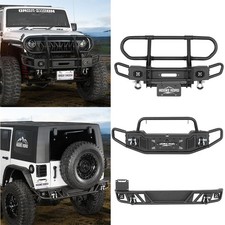 Sturdy Tube Front Rear Bumper W Led Spotlight For 07-18 Jeep Wrangler Jk Steel Sturdy Tube Front Rear Bumper W Led Spotlight For 07-18 Jeep Wrangler Jk Steel