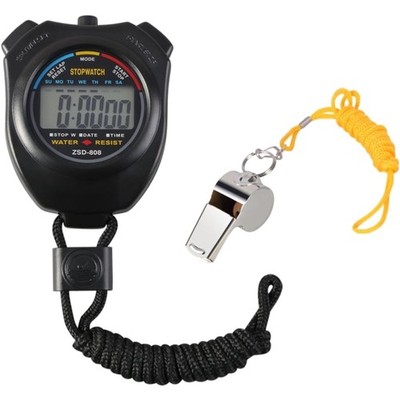 Digital Sport Stoppuhr Timer Edelstahl Pfeife LCD Sportuhren für Fußball Bask...