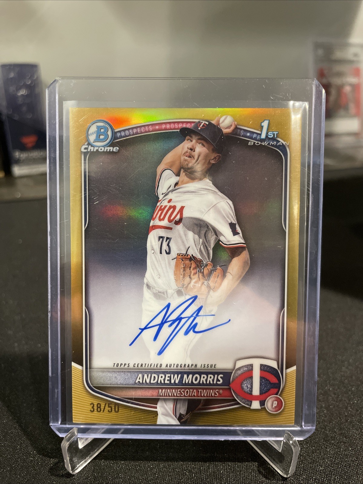 2025 Bowman Chrome 1st GOLD Refractor Andrew Morris Auto 12/50 Twins #CPA-AMO