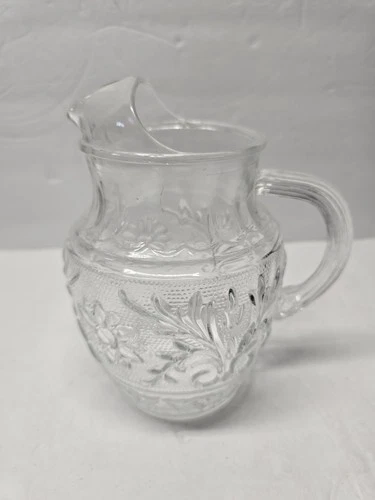 Vtg Anchor Hocking Sandwich Pattern depression clear glass Pitcher
