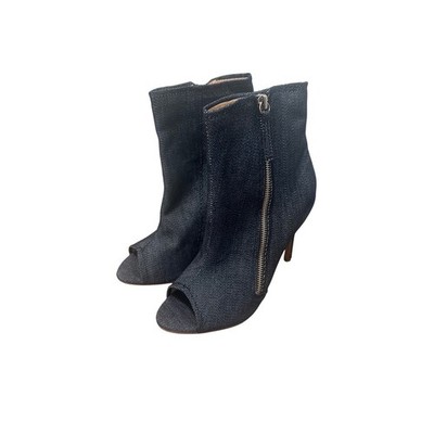 Gianvitto Rossi Dark Denim Peep Toe Ankle Boots Heels Size 38