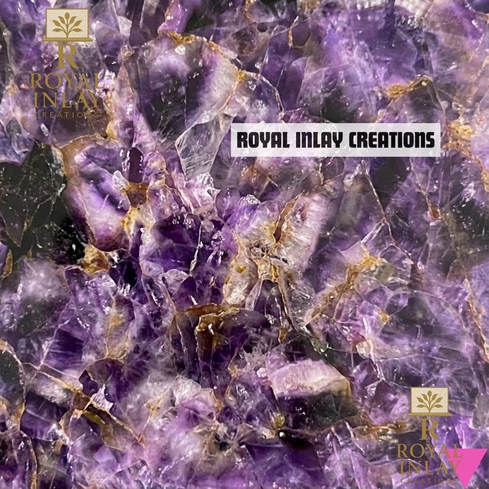 Amethyst Square Table – Handcrafted Gemstone Top for Home & Office Decor 42" - Image 3 of 4