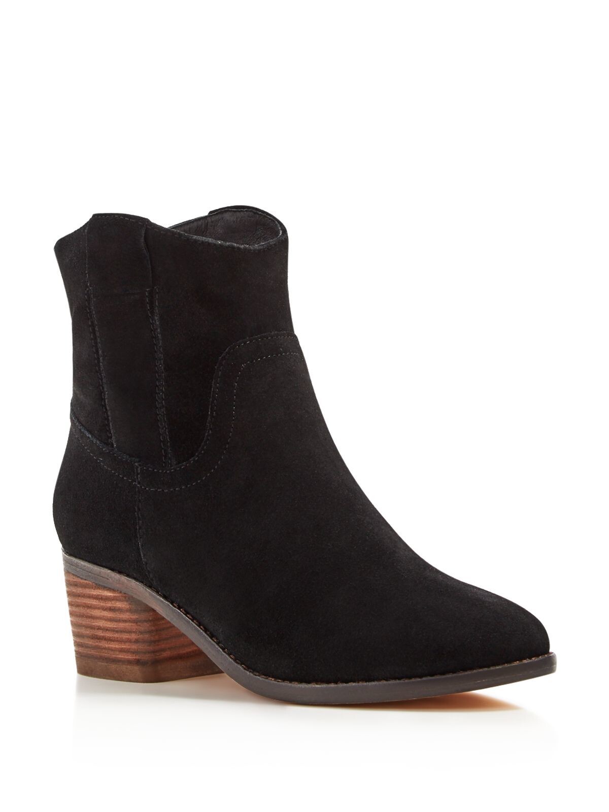 Женские кожаные ботильоны без шнуровки MATT BERNSON черного цвета Colt с круглым носком и блочным каблуком, 6 М