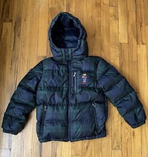 Polo Ralph Lauren Boys' Polo Bear Plaid Down Hooded Jacket Kids Size 8