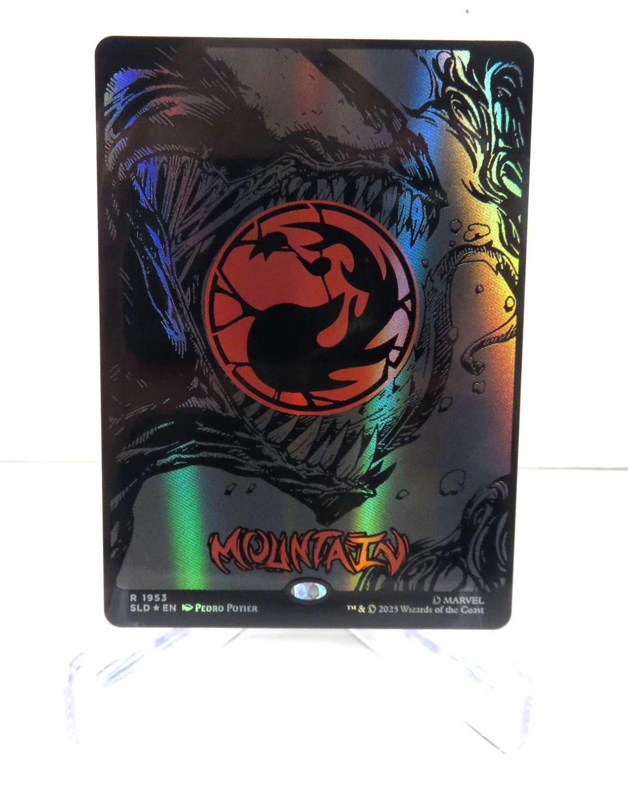 MTG Mountain RAISED FOIL 1953 Mana Symbiote Venom Land Spider-Man Secret Lair