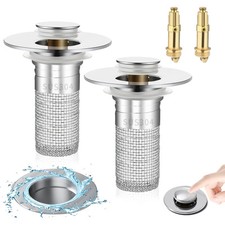 2PCS Bathroom Sink Stopper Strainer, Pop-Up Bathroom Sink Drain Strainer with...
