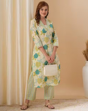 Women Floral Print Straight Kurta  Pants Set code 199