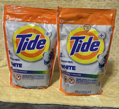 Tide Power Pods White Laundry Detergent Capsules 2x18 XL HE Child-Guard