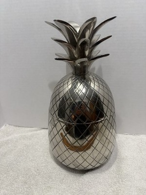 Vintage Silver Pineapple Ice Bucket Wine Cooler Retro Holiday Party Barware MCM