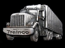 MA01120 VINTAGE 1980  TRAINCO TRUCK DRIVING SCHOOL  18-WHEELER TRUCK BUCKLE